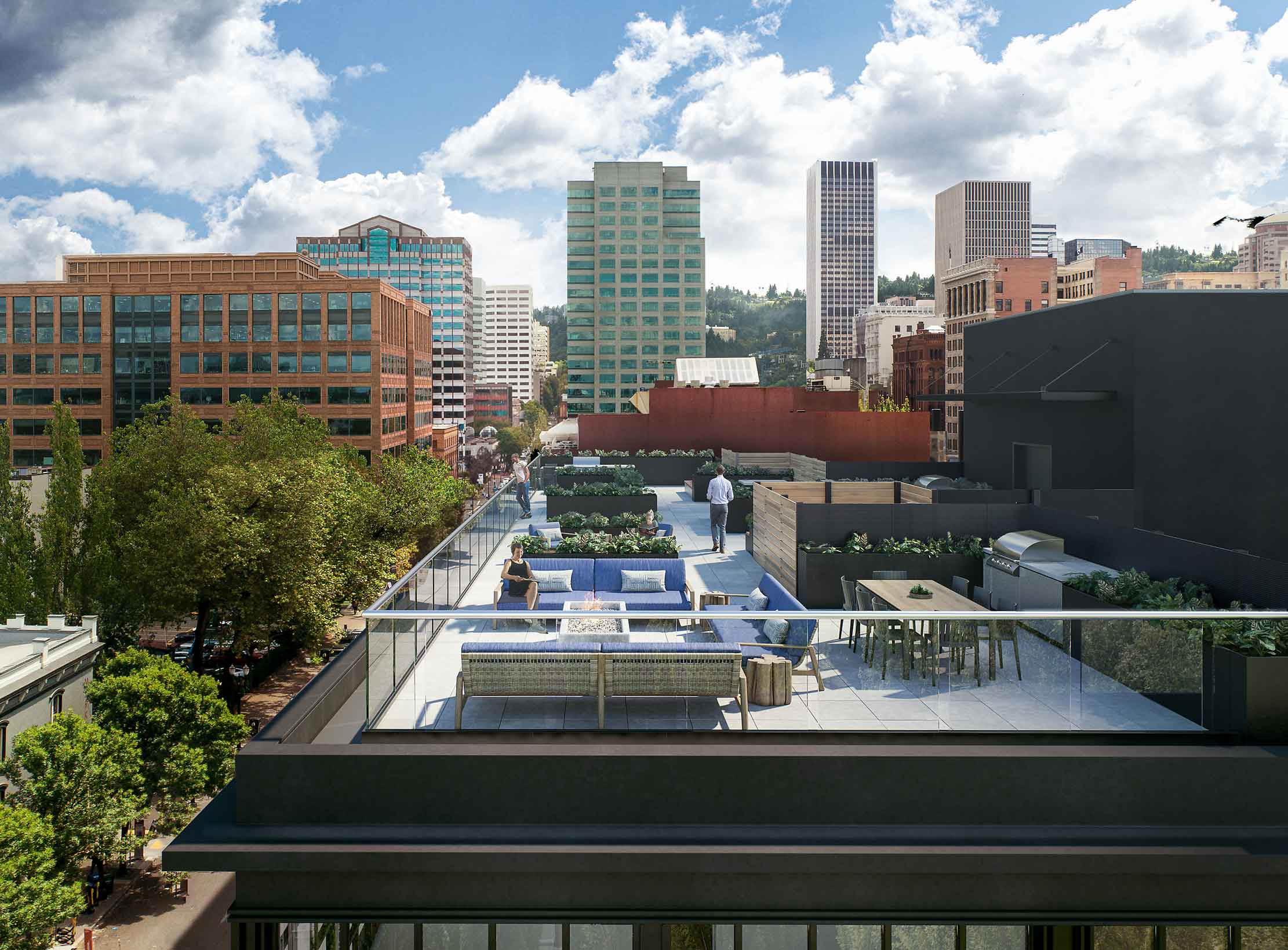 Incredible rooftop deck at 230 Ash luxury apartments in downtown Portland