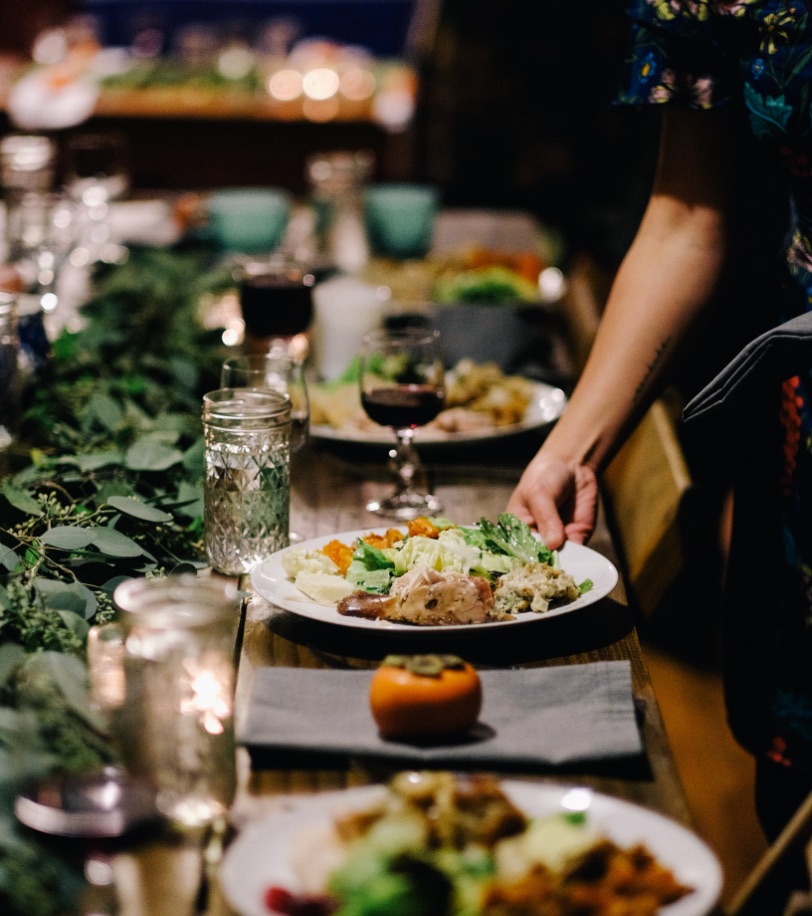 Dinner party in the resident lounge at 230 Ash in downtown Portland Oregon